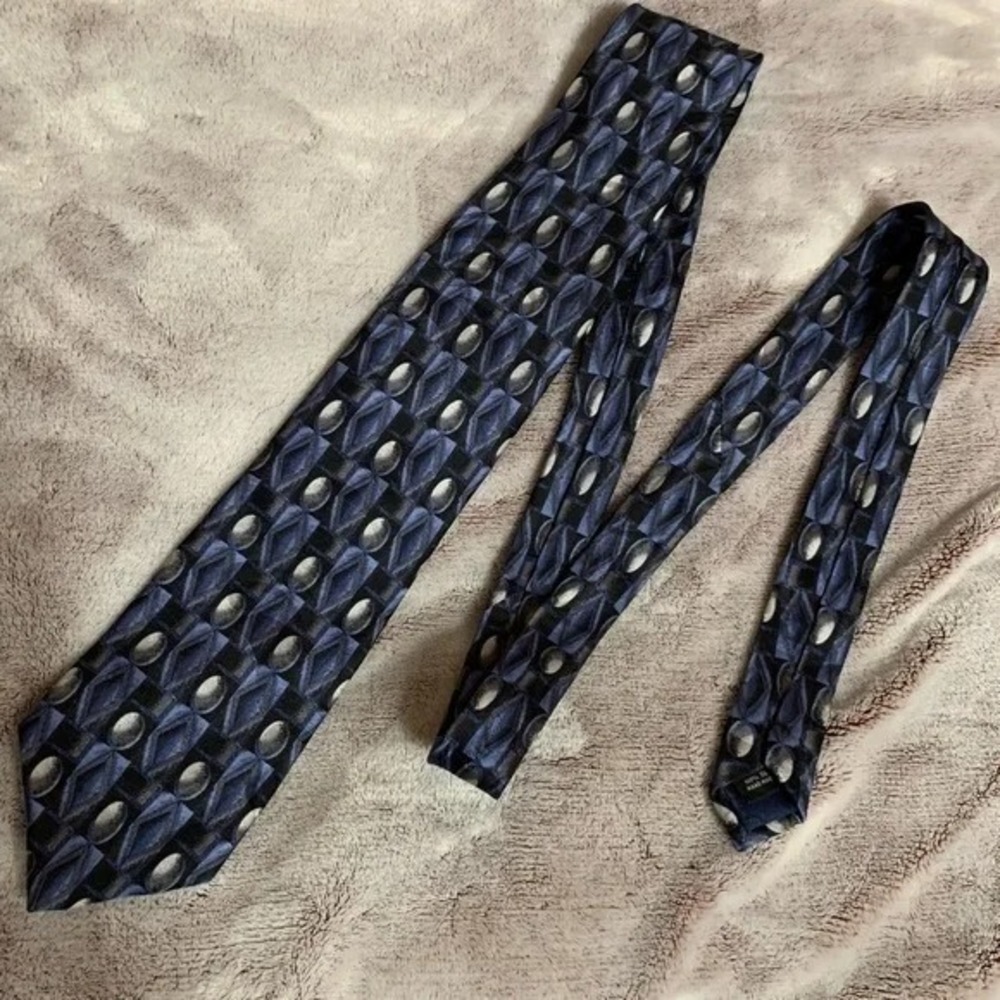 Antonio Collection Silk‎ Necktie Geometric Pattern Hand Made Men's Tie Vintage
